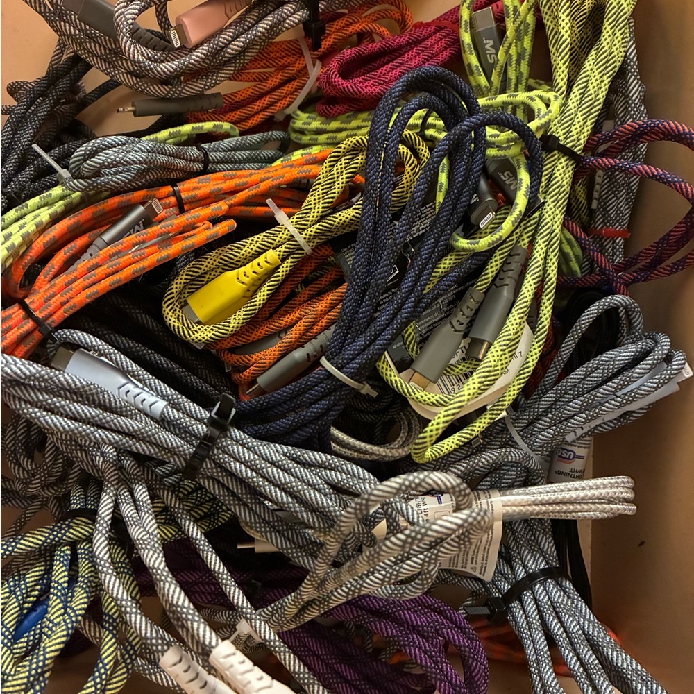 Lot of 50 Fast Charging Braided USB/C To iPhone Charging Cables-Phones/iPads